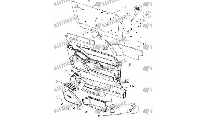 Компоненты обивки двери передней правой Geely